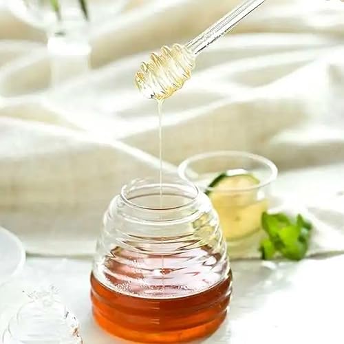 Miniatura 3 de Honey Pot - Tarro de miel de vidrio con cuchara (pequeño) 13.5oz (13.5 fl oz) Contenedor de miel con tapa y tapa