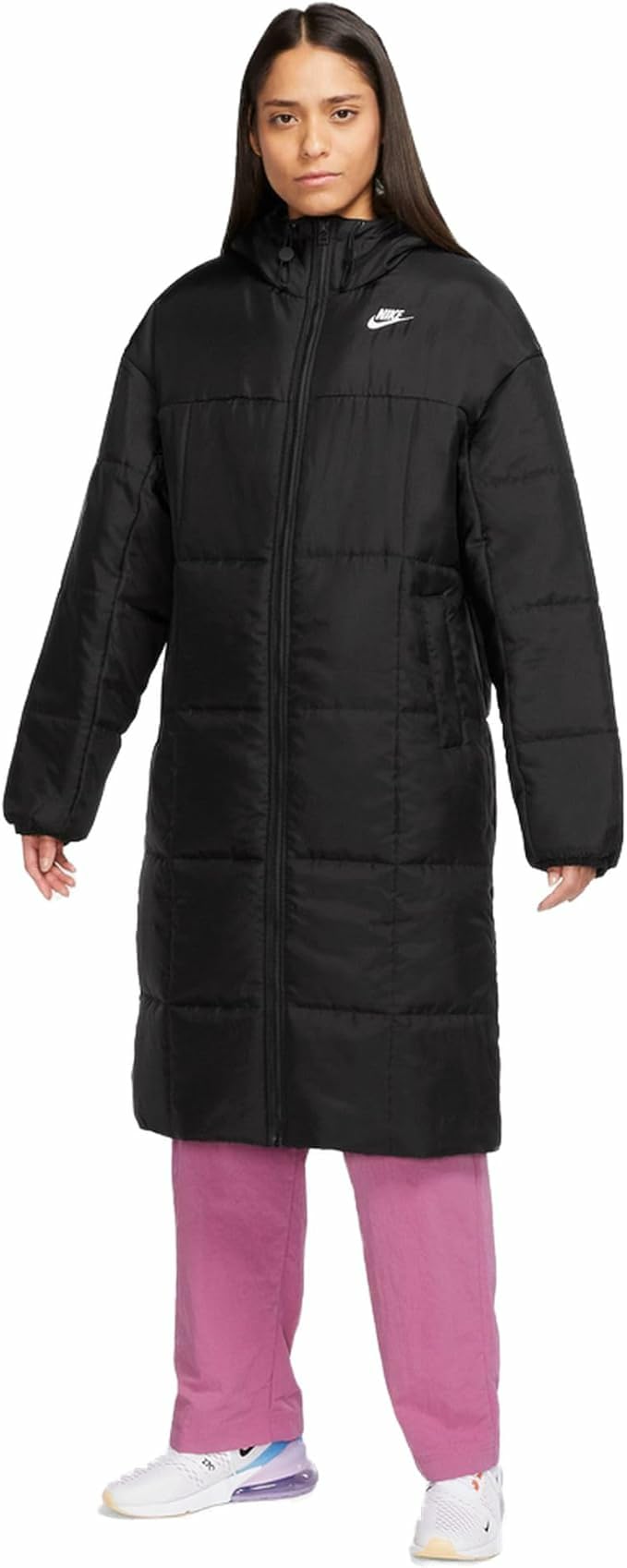 Nike Women's Black Parkas, L, Long Down Parka Jacket