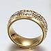 FuZhiBang NL10 Mens Womens 8MM Titanium Stainless Steel High Polished 18K Gold Plated Channel Set Cubic Zirconia CZ Promise Engagement Band Unisex Gold Wedding Ring Comfort Fit, Size 6-13 (9, Gold)