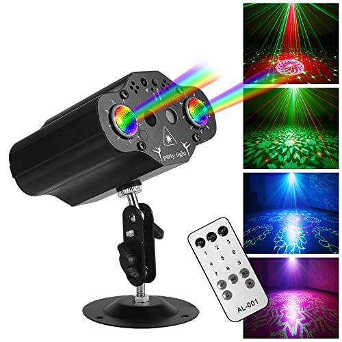 Party Lights Disco Ball Lights,Dj Stage Light Projector QinGers 2 RGB LED Multiple Patterns Sound...