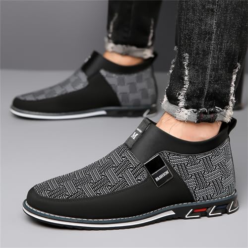 Veslexth Men Mid Top Shoes Casual Slip On Loafers Durable Fashion Boots Male Dress Sneakers3