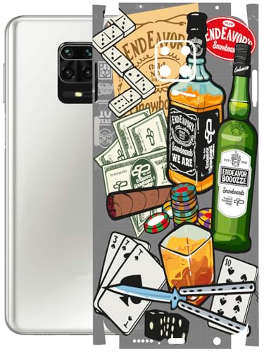 Image of AtOdds - Full Body Back Screen Guard Protector Film - Lamination Wrap Skin Sticker Compatible with REDMI Note 9 PRO MAX | Scratchproof Matte Finish (Wine Graffiti)