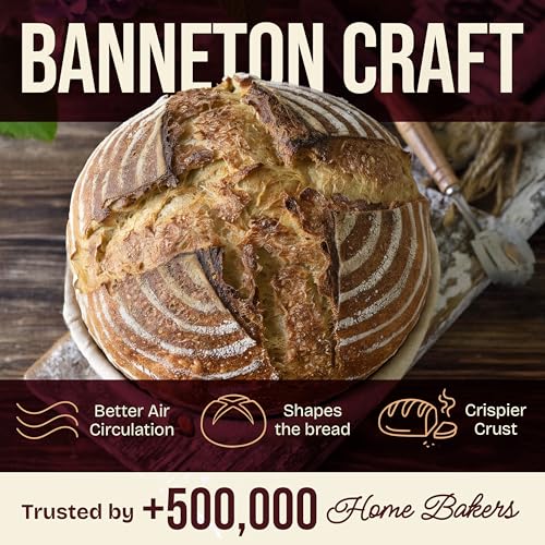Image of Superbaking Sourdough Starter Kit, 9 inch Round Banneton Bread Proofing Basket Set of 2, Sourdough Bread Baking Supplies, Sourdough Tools with Silicone Bread Sling, Bread Making Tools, Baking Gifts