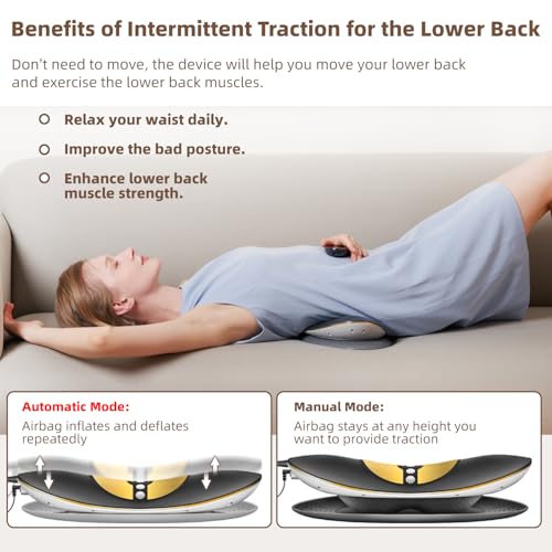 Electric Lumbar Traction Device, Multifunctional Back Traction Device with Dynamic Airbag Traction, 20-Level Electrotherapy, 3-Level Vibration Massage and Thermal Therapy from 113 to 131℉ - Image 5
