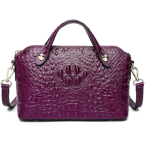 Image of COOLCY Genuine Leather Purses for Women Crocodile Crossbody Small Satchel Bag Designer Shoulder Handbags for Ladies