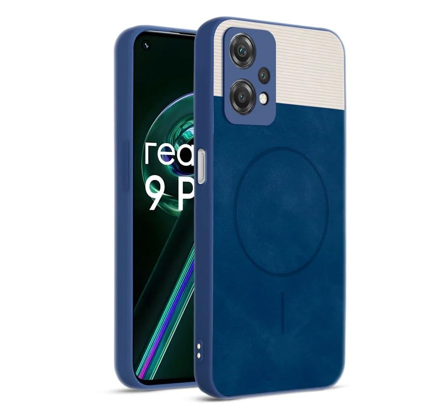 Image of Bintage CASE Dual-Leather Mac Safe Design Phone Case| Soft Touch Finish | Full Camera Protectection Back Cover Compatible for OnePlus Nord CE2 Lite 5G - White & Royal Blue