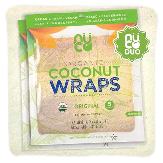 NUCO Organic Coconut Wraps, Original - Gluten Free, Low Carb, Vegan, 10 Ct