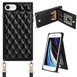 Coolden for iPhone SE 2020 Case Wallet Quilted Leather Women Luxury Phone Cover Crossbody Strap...