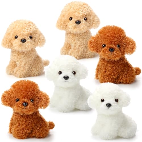 Harrycle 6 Pcs 8 Inch Stuffed Animal Plush Dog Puppy Soft Plush Pillow Toy Fluffy Puppy Set for Kids Girls Dog Theme Party Favor Birthday Baby Room Home Decor(Adorable Style,Retro Color)