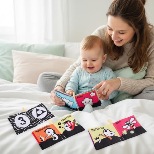 Image of SNOWIE SOFT 7Pcs Cloth Book Toys for 6 Month Old Baby,Soft Toys Sensory Baby Toy for 6 to 12 Month,Non-Toxic Babies Toy 0 to 3 Year Babies with Touch and Feel Crinkle Book Toddler Washable