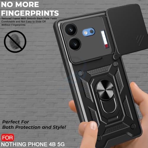 Image of AESTMO Tough Armor Nothing Phone 4B 5G Bumper Back Case Cover | Ring Holder & Sliding Camera Shield Cover | 360 Degree Protection Back Case Cover for Nothing Phone 4B 5G (Black)
