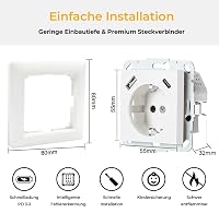 Steckdose Schnellladegerät USB-C USB-A PD 3.0 QC Helios Standard Klassisch Unterputz Wand kompatibel mit GIRA Jung Merten Busch Jaeger Reinweiß Alpinweiß Smartphone Tablet Power Delivery Quick Charge – Ansicht 4