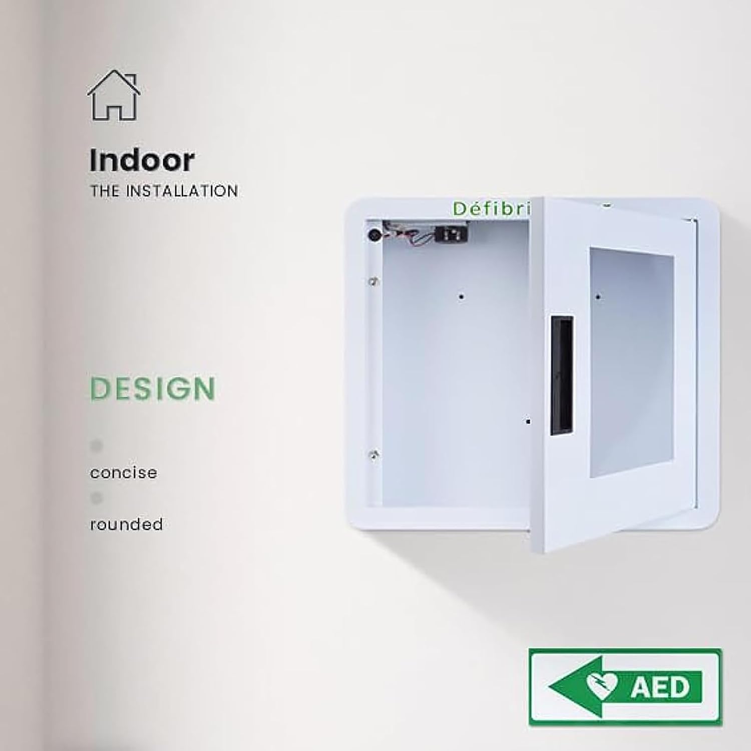 AED-Schrank, Erste-Hilfe-AED-Defibrillator-Aufbewahrungsschrank mit Alarmsystem, passend für die meisten AED-Modelle, für Büro, Pflegeheim, Bus