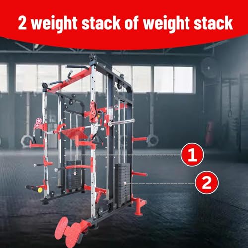 Image of Gym24 Functional Trainer with Smith Machine Home Gym All in One Home Gym Machine with PVC Weight 80 kg Both Side | Installation Free