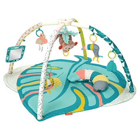Infantino 4-in-1 Deluxe Twist & Fold Activity Gym & Play Mat, Tropical - Includes linkable Toys, Musical Monkey, Mirror and Bolster Pillow, for Newborns, Babies and Toddlers Cover