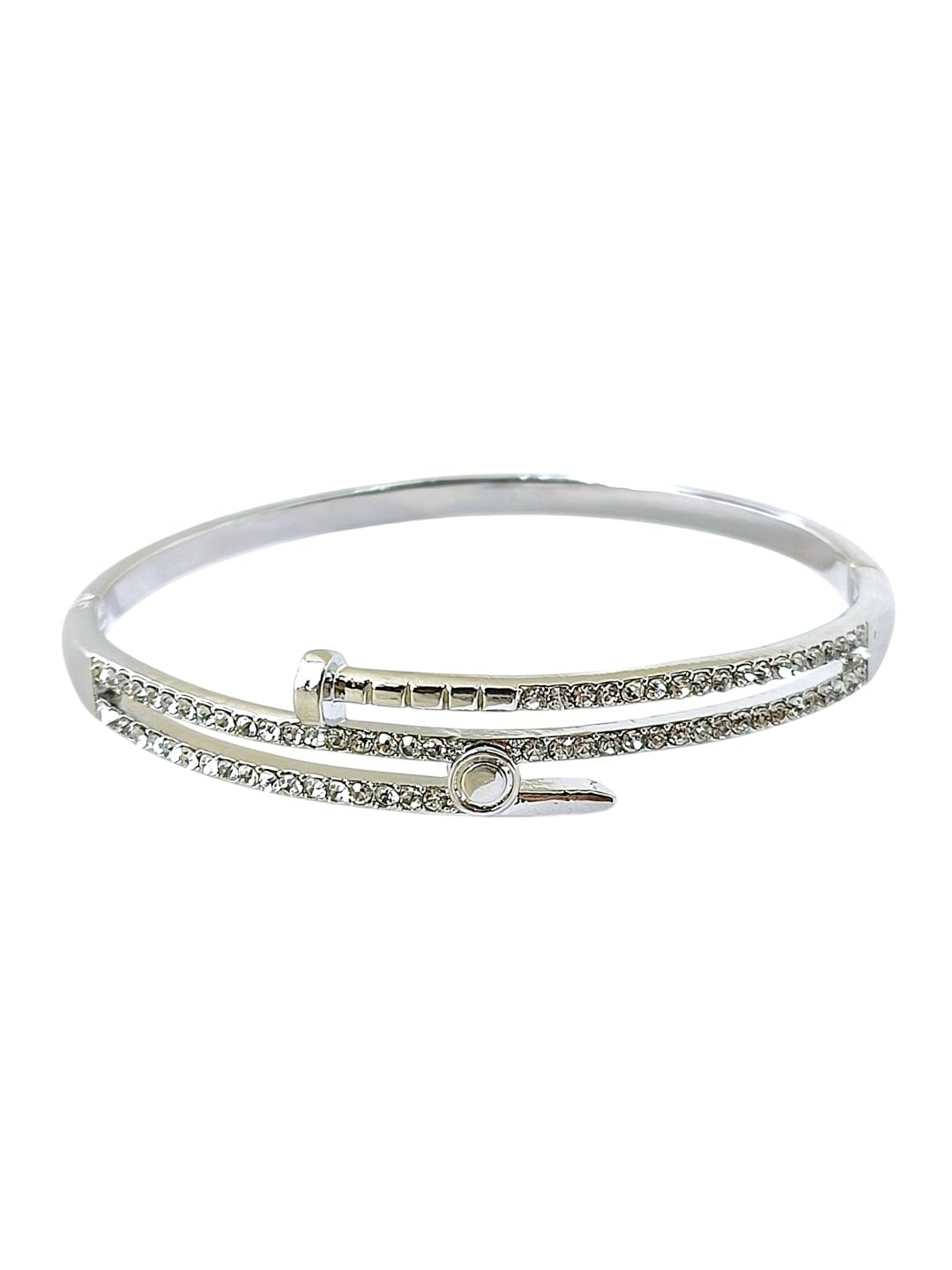 Silver Plated Anti Tarnish CZ Nail Design Bracelet-picture-46