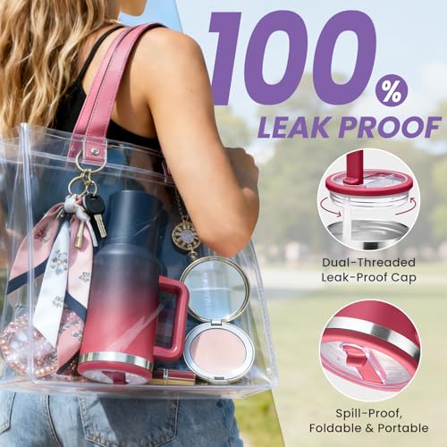 Image of ICIOI 40oz Tumbler with Handle and Flip Straw - 100% Leak-Proof Travel Cup, BPA Free Stainless Steel Mug (Cold 34H & Hot 10H), Water Bottle Fits in Cup Holder - for Gym, Travel, Men & Women