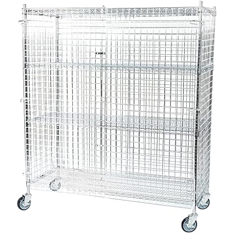 24" W x 60" L x 69" H Heavy Duty Utility Commercial Grade Metal Storage NSF Unit | Chrome Mobile Security Wire Cage Kit Cover