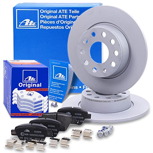 ATE Bremsenset Hinterachse inkl. Bremsscheiben hinten Ø 272 mm voll und Bremsbeläge hinten Kompatibel mit AUDI SEAT SKODA VW BEETLE GOLF SCIROCCO TOURAN