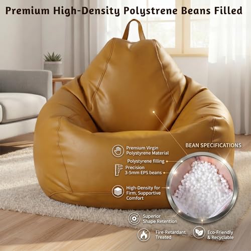 Image of KAM'S LIEU 5XL Bean Bag Combo with Footrest & Cushion | Filled with High Density EPS Beans | Comfortable Sofa for Living Room & Bedroom | 6 Months Warranty, Color- (Yellow, 5XL, Classic)