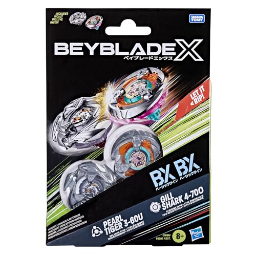 Hasbro Beyblade X Gill Shark 4-70O & Pearl Tiger 3-60U Dual Pack Set