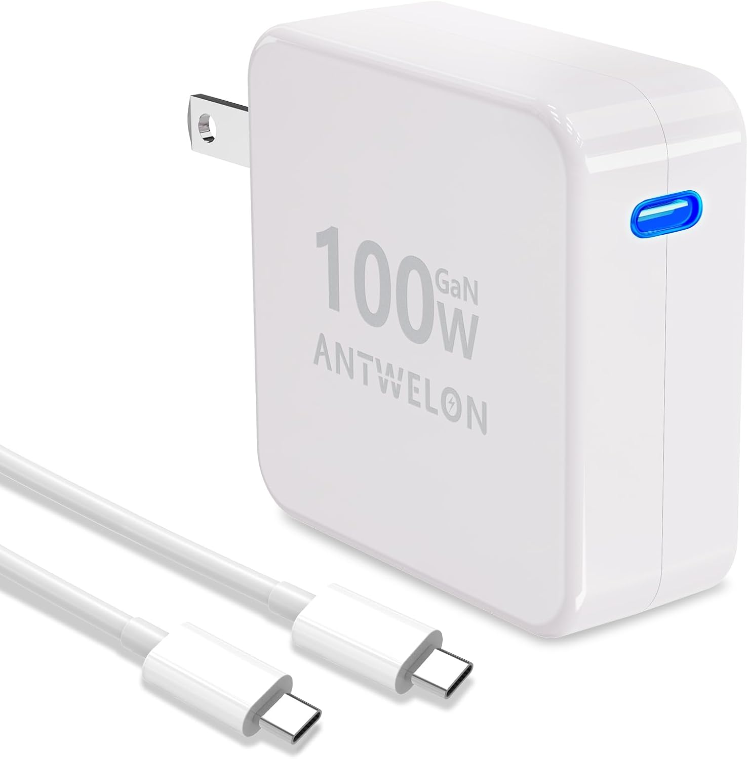 AKELON 100W USB C Oplader GaN PD 3.0 Typ C voeding voor MacBook Pro, MacBook Air, iPad Pro, iPhone 15 14, Samsung Galaxy S24 S23 Ultra, Chromebook en alle USB-C-apparaten, met 2M