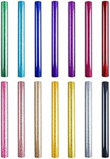 Casiwaft Glitter Heat Transfer Vinyl Bundle -14 Colors HTV Transfer Paper,Iron On Vinyl for Cricut Heat Press Vinyl Sheets for DIY T-Shirt, Craft, Leather
