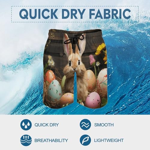 Men's Swim Trunks Quick Dry Board Shorts with Pockets Beach Shorts Easter Egg Bunny Bathing Suits for Men3