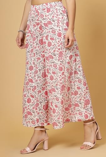 Image of Pistaa's Women's Regular Fit High Rise Pure Cotton Big Flair Printed Regular Palazzo