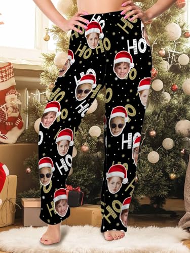 Custom Pajama Pants with Photo for Men Women Personalized Photo Funny Face Pj Bottoms Sleepwear Trousers Socks3