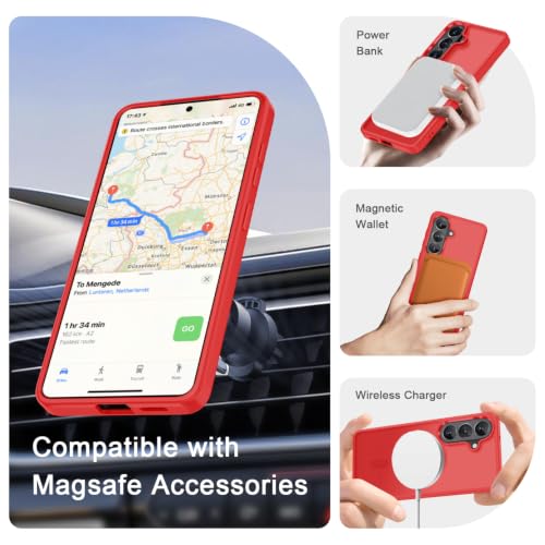 Image of YENAPOON for Samsung Galaxy S26 FE Case, Matte Magnetic Phone Cover, Red