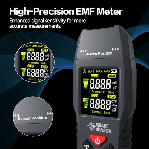 Image of EMF Meter, Handheld LCD EMF Tester, Digital Electromagnetic Field Radiation Detector for Home, Office, Car, Electric Vehicle, Outdoor, Pregnancy Protection
