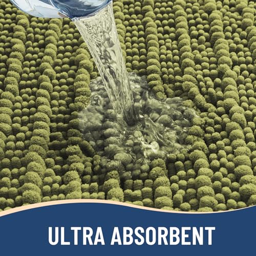 Image of Arotive Luxury Small Bathroom Rugs 24x16, Extra Soft Thick Absorbent Shaggy Chenille Bath Rugs, Machine Wash Dry, Bath Mats for Bathroom Floor, Tub and Shower, Home Decor Accessories, Willow Green