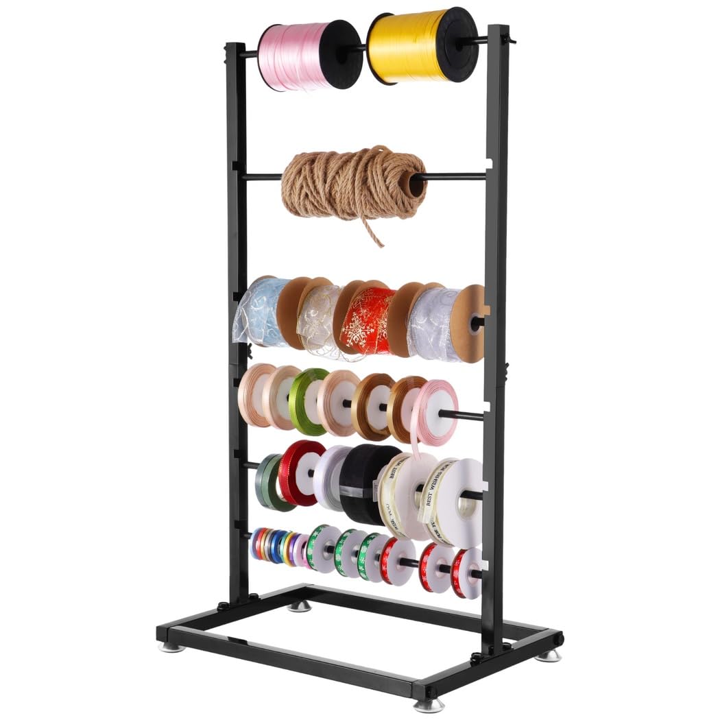 Supporto per nastro a 6 livelli, scaffale con grande capacità, organizer per bobine in metallo regolabile in altezza, scaffale per presentazioni a nastro sul piano di lavoro, porta carta regalo per
