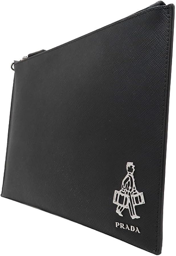Prada Black Saffiano Voyage Leather Clutch Document Holder 2NG005