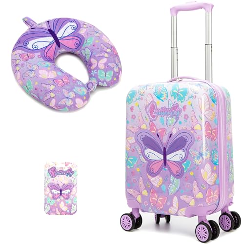 Image of Kid's Luggage Set 2 Piece Suitcase Set 16'' Hardside Luggage with Spinner Wheels Girls Carry on Toddler Luggage Travel Rolling Luggage Carry on Luggage Airline Approved