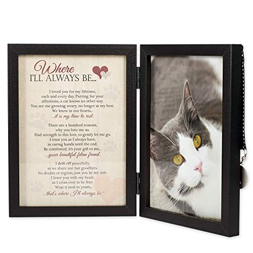 Where I'll Always Be Cat Memorial Photo Frame - Thoughtful Pet Memorial Gift (Frame with Pet Tag)