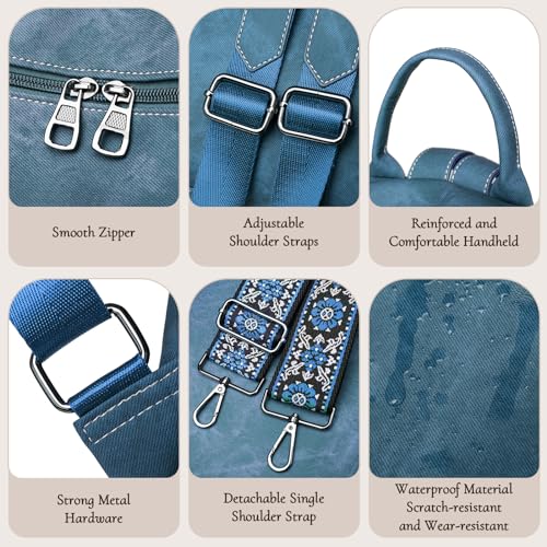 Image of Backpack Purse for Women, Waterproof PU Leather Back pack, Anti-Theft Women Backpack, Lightweight Fashion Multipurpose Shoulder Bag Handbag, Blue