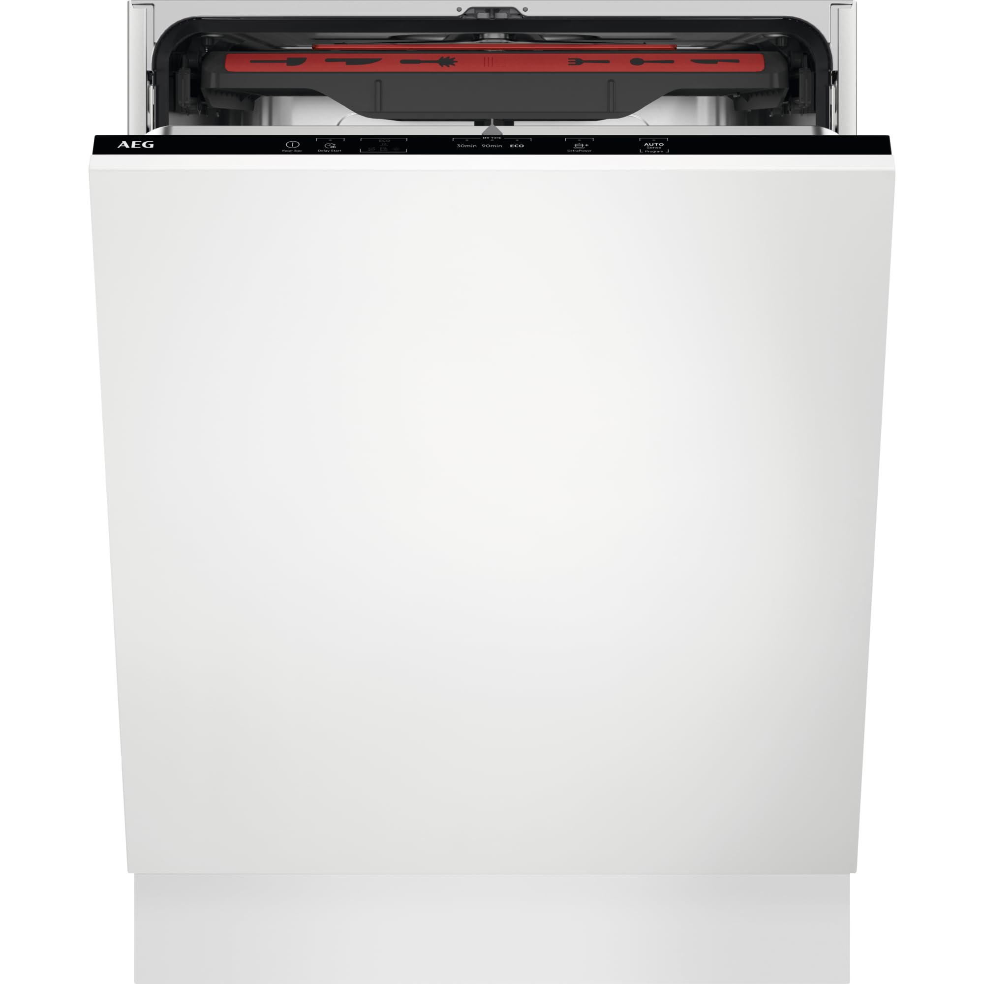 AEG 5000 Series Integrated Dishwasher AirDry Technology FSB54907Z, 60cm, 14 Settings, (Db) 44, Delay Start, Inverter Motor, Height Adjustable Basket, Touch Control, Built-In 820-900x600x550mm, Class C