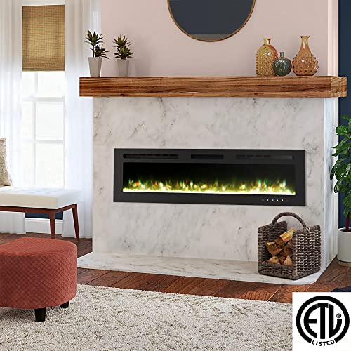 60 Inch Electric Fireplace Inserts, Wall Mounted Fireplace, Recessed Electric Fireplace, Wall Fireplace Electric With Remote Control, Indoor Electric Fireplace, Linear Fireplace, 750/1500W #TOP7