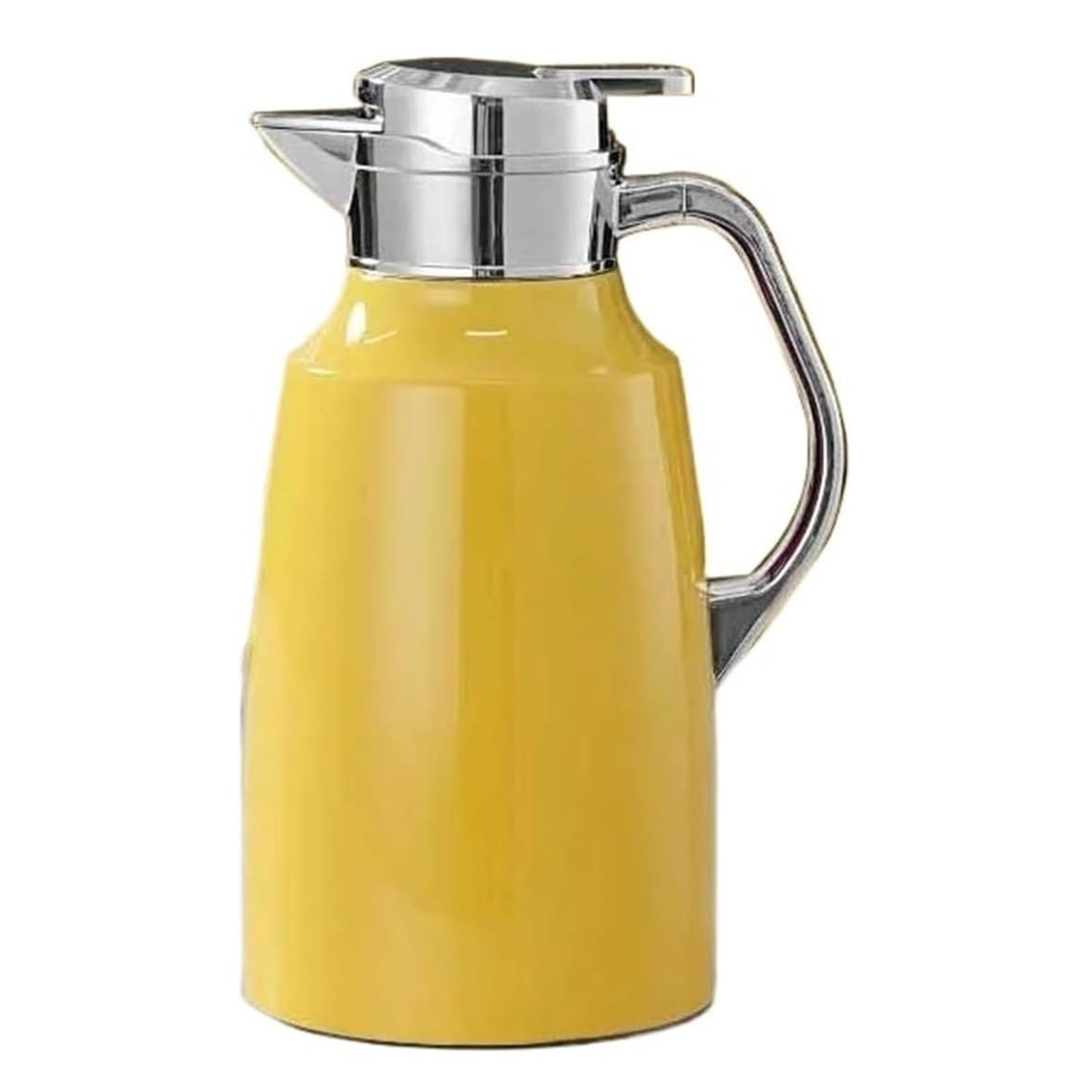 Kaffeekaraffe zum Warmhalten, vakuumisolierte doppelschichtige 304 Edelstahl-Thermo-Kaffeekaraffen, isolierte Kaffeekanne mit großem Fassungsvermögen, für den Gebrauch zu Hause und im Büro(Yellow,1.5L