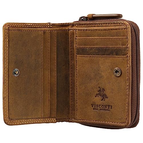 Visconti Rocket Leather Oil Tan Zip Around Small Wallet/Purse with RFID Protection 729