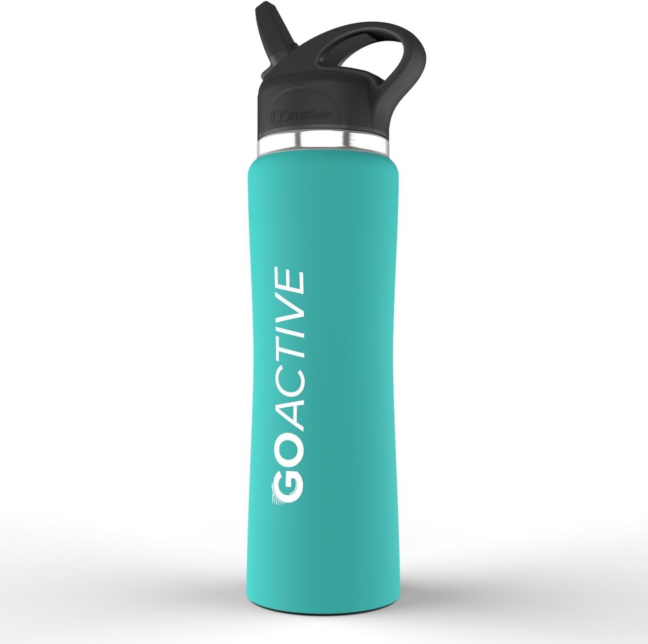 GO Active Insulated Water Bottle with Straw. Stainless Steel Double Wall Sport Bottle Keeps ice Cubes Over 24 Hours!