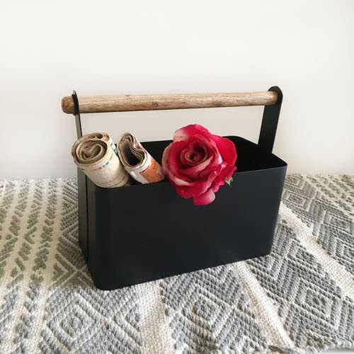 peelorange Multi-Purpose Metal Small Storage Unit Caddy Baskets For Magazine/Books/Flowers MAROON (BLACK)-picture-28