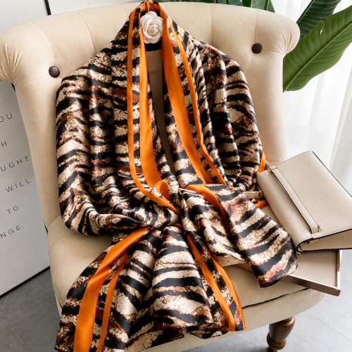 Image of MALINA Women's Polyester Silk Satin Stole Scarf - Soft Lightweight Fashion Wrap, Elegant Floral & Gradient Design, summer stole,Scarf For Women,Premium Stole,Large Size 180x90 cm'