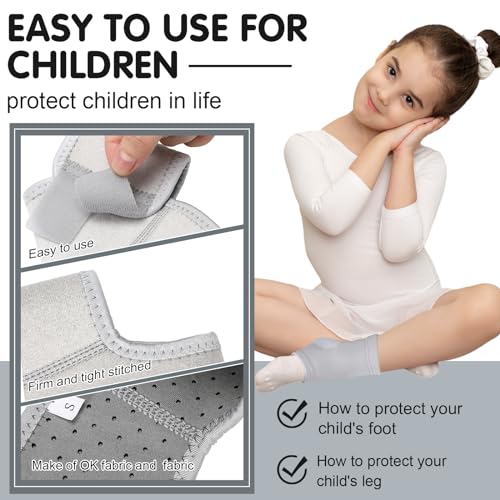 Image of Tarpop 2 Pairs Kids Ankle Brace Set Foot Support Stabilizer Wraps Protector Guard Knitted Ankle Sleeve Sock Support Compression Socks for Injury Prevention(Grey,Medium)