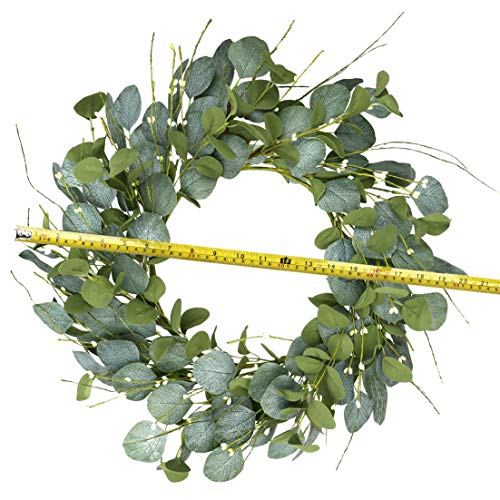 Artificial Greenery Wreath,20” Silver Dollar Eucalyptus Leaves Wreath With Pip Berries Green Spring/Summer Wreath For Front Door Wall Window Decor And Festival Celebration #TOP1