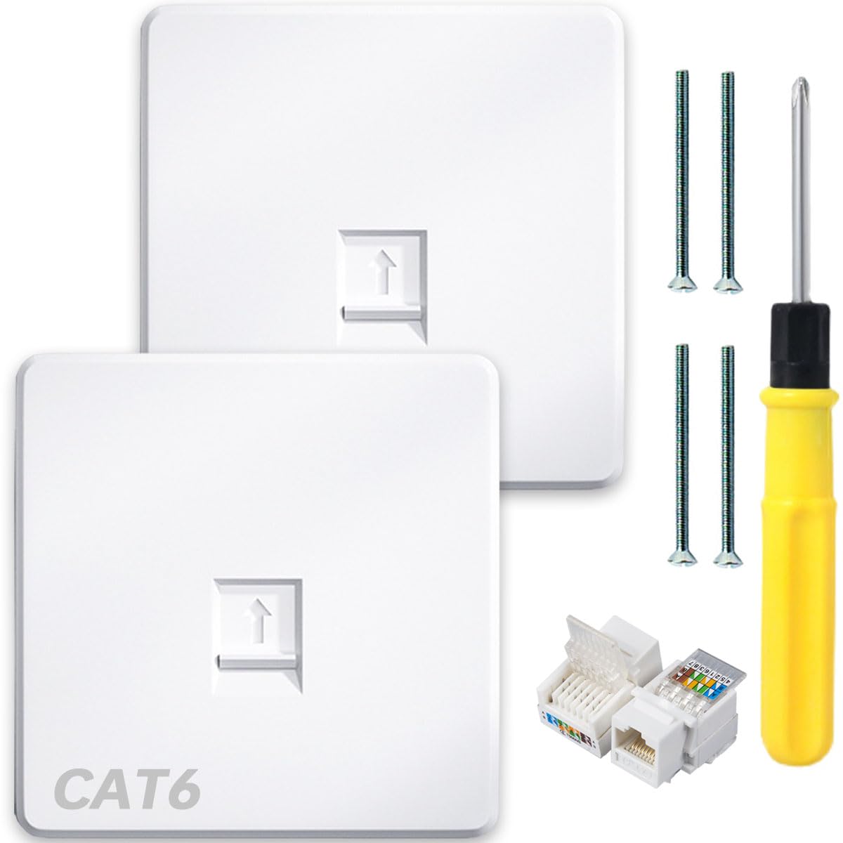 Scatola di Derivazione Multimediale a 6 Porte, HDMI 4K, Piastra di Uscita Multimediale a Muro Ethernet Coassiale USB 3.0 RJ45, Accoppiatore RJ45 Cat6 da 5 Gbps, Pannello