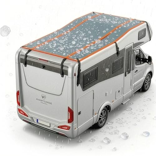 WALSER Hagelschutz Abdeckplane Wohnmobil/Wohnwagen Hagel-Wohnmobilabdeckung Perma Protect Hagelschutzgarage Universalgröße Wohnwagen Abdeckung Universalgröße - Größe L (350 x 290 cm) grau