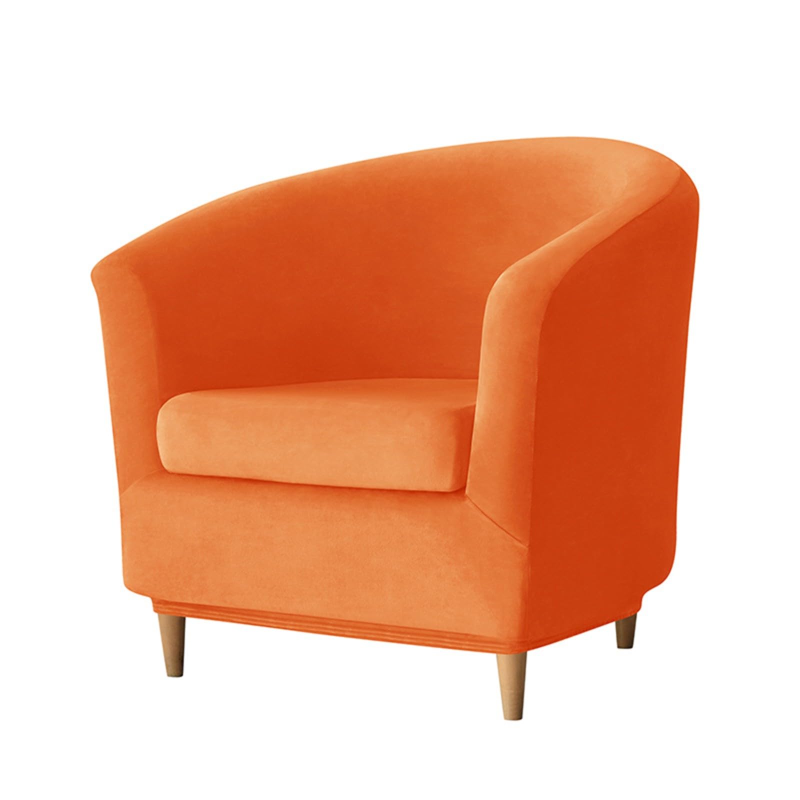 WYLEBER 2 Piece Club Chair Covers,Stretch Soft Velvet Tub Chair Slipcovers with Seat Cushion Cover,for Club Bar Living Room Office Reception(Orange)